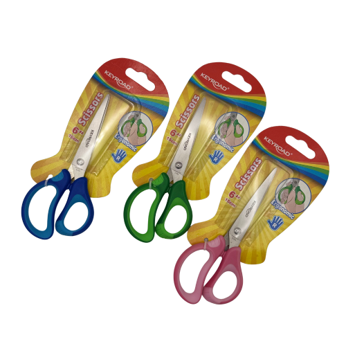 Tesoura aço inoxidável, pega ergonómica, 15cm, pontas redondas.