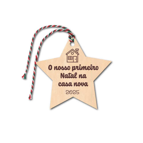 Enfeite Natal em madeira 7cm diâmetro.