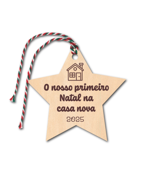 Enfeite Natal em madeira 7cm diâmetro.