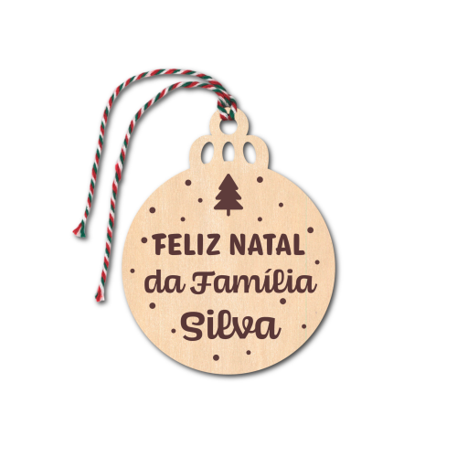 Enfeite Natal em madeira 7cm diâmetro.