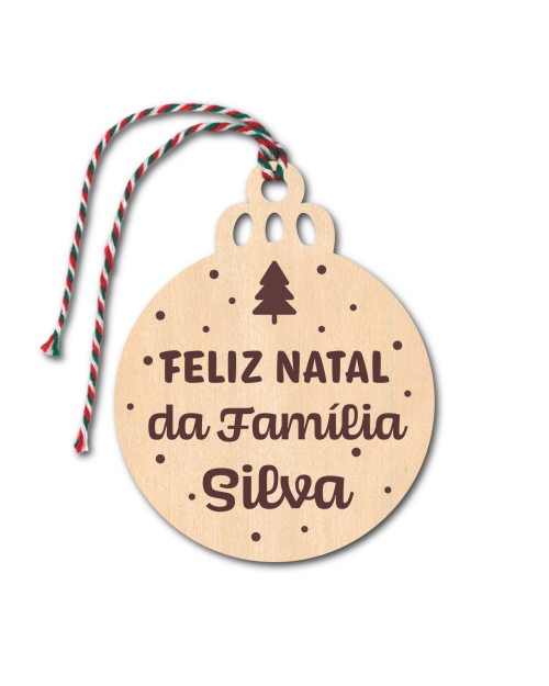 Enfeite Natal em madeira 7cm diâmetro.