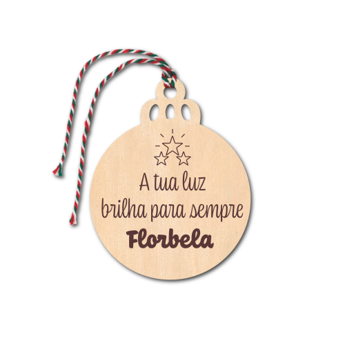 Enfeite Natal em madeira 7cm diâmetro.