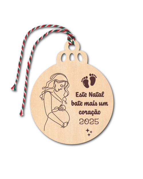 Enfeite Natal em madeira 7cm diâmetro.