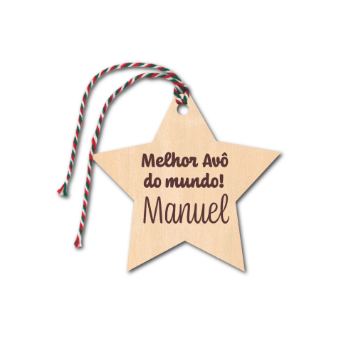 Enfeite Natal em madeira 7cm diâmetro.