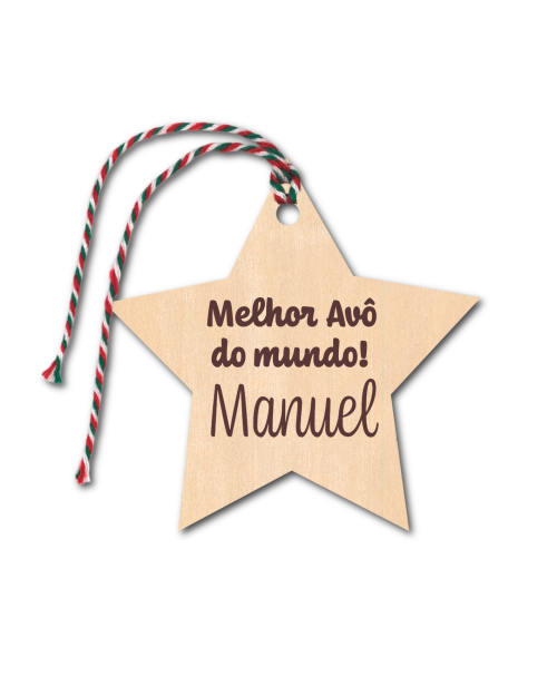 Enfeite Natal em madeira 7cm diâmetro.