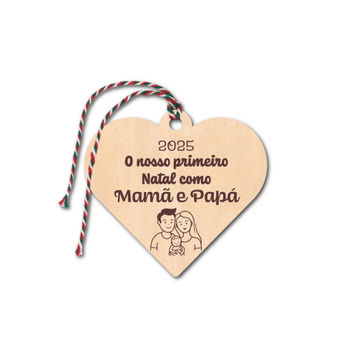 Enfeite Natal em madeira 7cm diâmetro.
