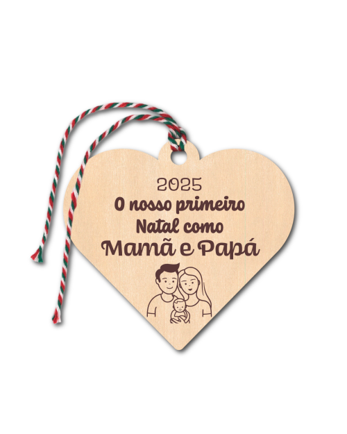 Enfeite Natal em madeira 7cm diâmetro.