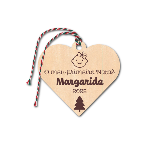 Enfeite Natal em madeira 7cm diâmetro.