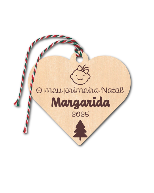 Enfeite Natal em madeira 7cm diâmetro.