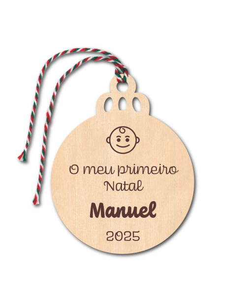 Enfeite Natal em madeira 7cm diâmetro.