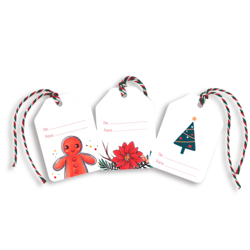 Pack 10 etiquetas com cordão Natal