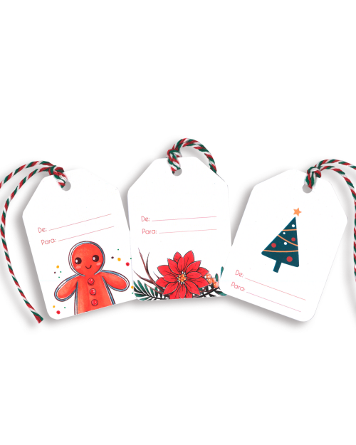 Pack 10 etiquetas com cordão Natal