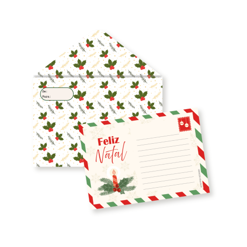 Postal de Natal com envelope.