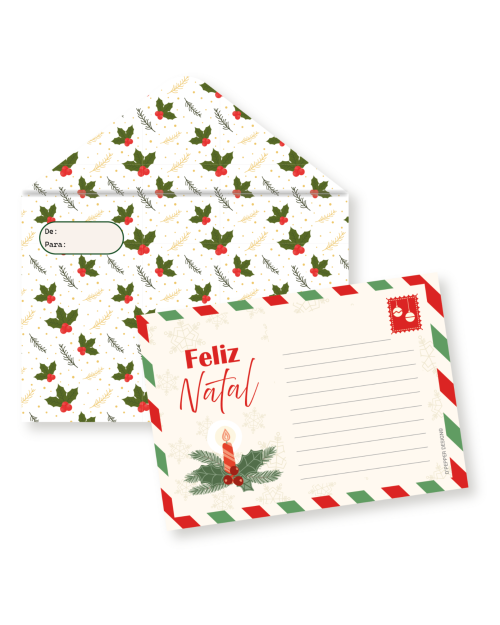 Postal de Natal com envelope.