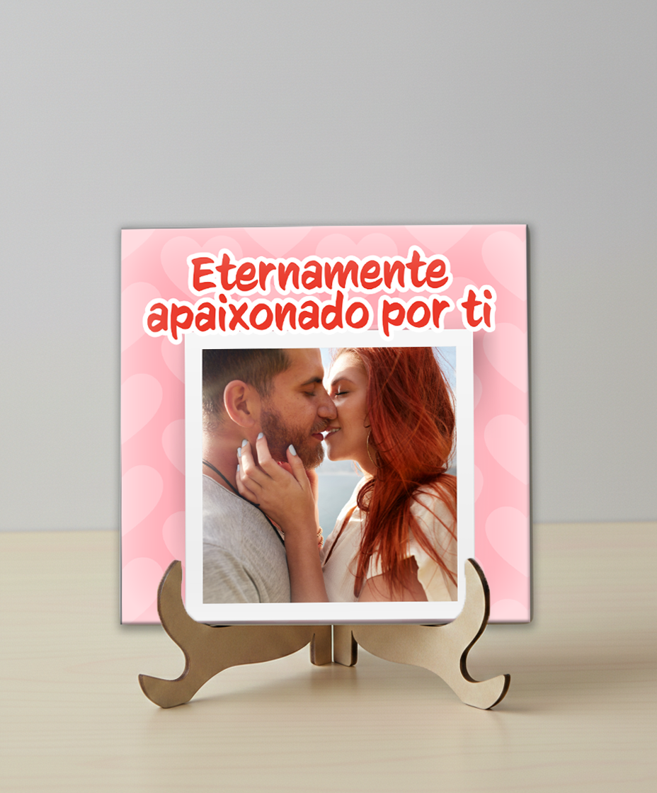Azulejo Personalizado 10x10cm com Suporte.