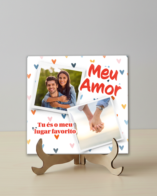 Azulejo Personalizado 10x10cm com Suporte.