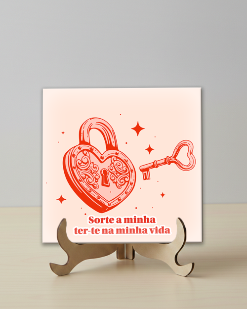 Azulejo Personalizado 10x10cm com Suporte.