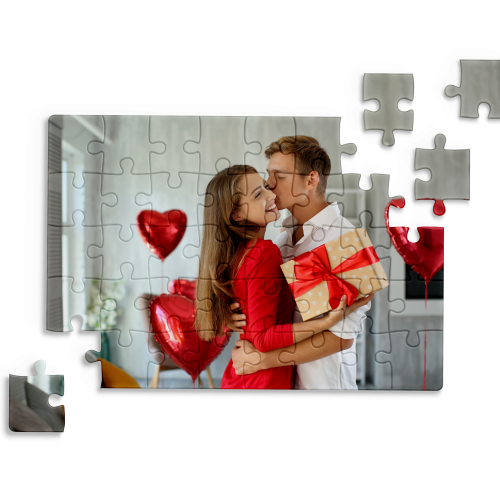 Puzzle personalizado Dia dos Namorados com 126 peças e 18×27 cm.