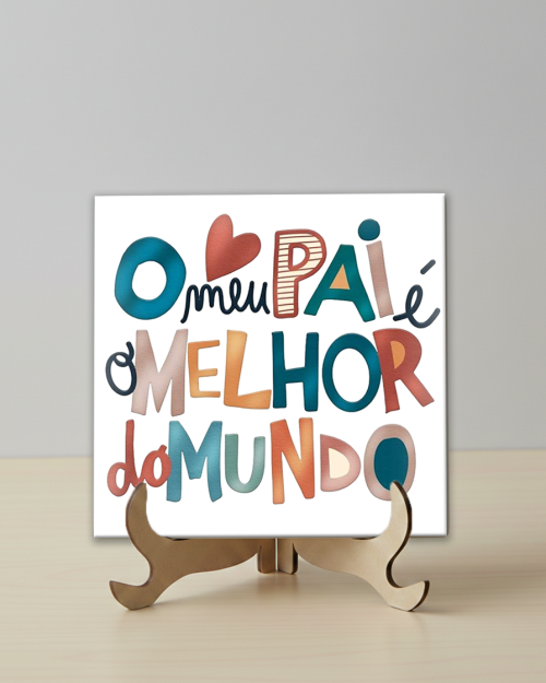 Azulejo Personalizado 10x10cm com Suporte.