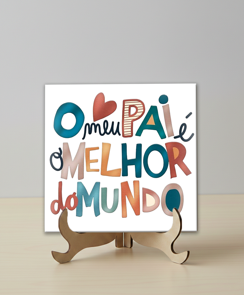 Azulejo Personalizado 10x10cm com Suporte.
